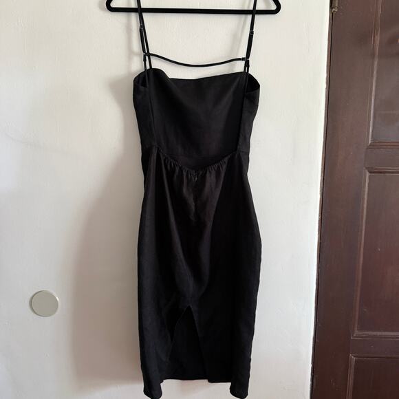 REFORMATION | Black Lenova Linen Open Back Pencil Midi Dress | Size 4 - Picture 4 of 7